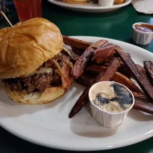 a burger and fries