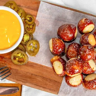 Pretzel Bites with Jalapeno Cheese sauce