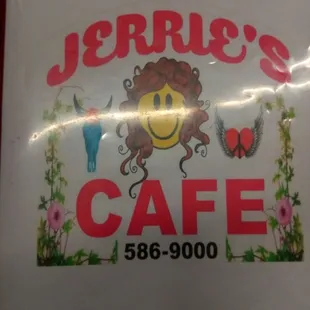 a sign for jerrie's cafe