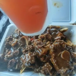 Rasta pasta with oxtails and crack tea