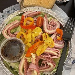 Antipasto salad with house balsamic &amp; roll