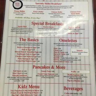 The breakfast menu , everything is delicious and made fresh