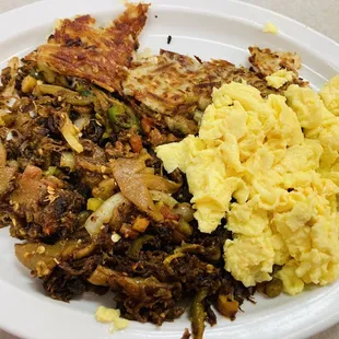 Machaca Eggs Hashbriwns