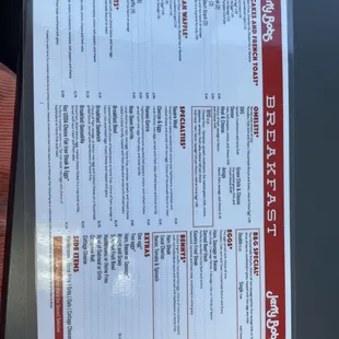 Breakfast menu - January 2023