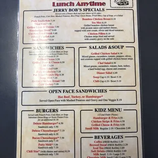 Menu as of 06/19/18