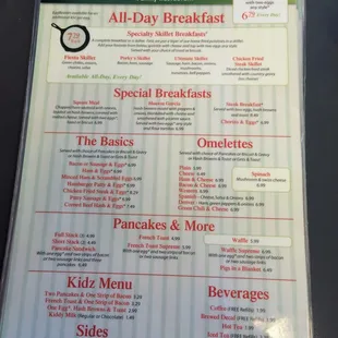 Breakfast menu.