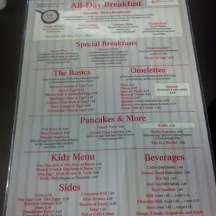 Breakfast menu