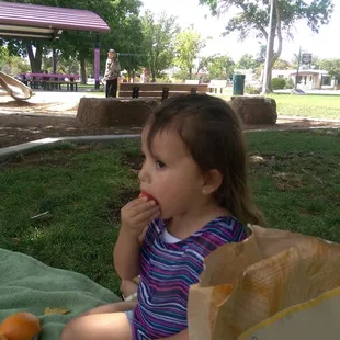 Tables set up for parties but none yet so it's nice and peaceful