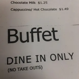 a buffet menu