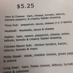 menu