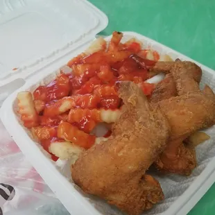 3 Wings well done, the chicken and mumbo sauce were  good. I will try something different next time. I always try the simple items first