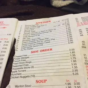 the menu