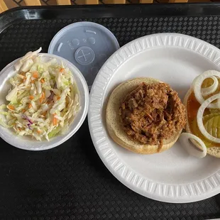 Beef brisket sandwich with Cole slaw