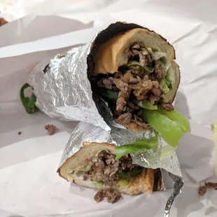 Steak &amp; Cheese Roll w/ green peppers, lettuce, mayo