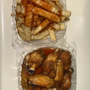 chicken wings and french fries