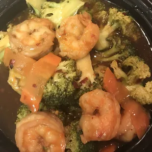 Shrimp with broccoli in garlic sauce...Delicious!