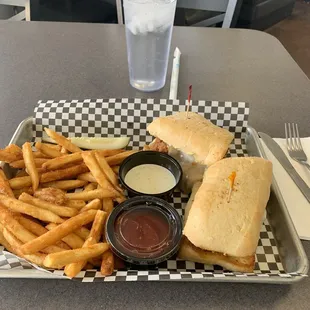 Meatball sub with fries