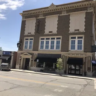 the corner of the building