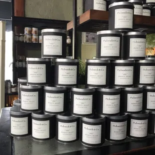 a large stack of candles