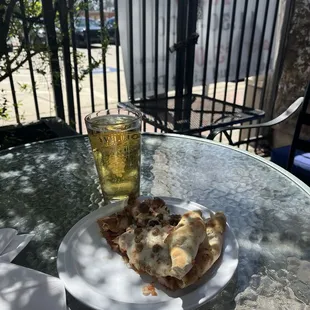 Nice day to have beer and pizza, this is handmade right here at Jerry's