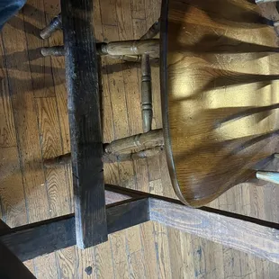 Older table with chair hook to hang u purse