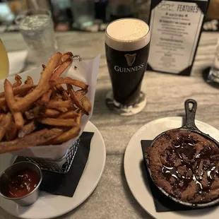 Side Fries and Skillet Chocolate Chip Cookie