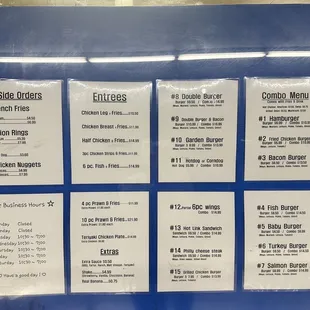 Menu as of November 2023