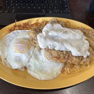Chicken Fried Steak and Eggs Breakfast