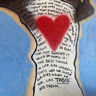 Close-up of tree with words