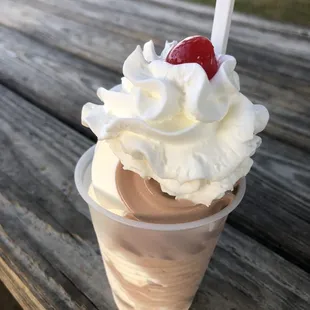an ice cream sundae with a cherry on top
