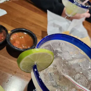 Margarita and chips and salsa