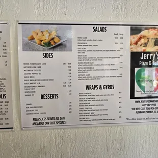 Food items and prices