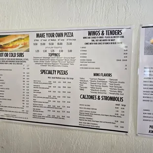 Food items and prices