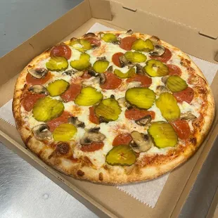 Pizza with pickles??  Who wants to try it??!!