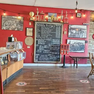 Front of restaurant and chalkboard menu