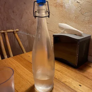 a bottle of water on a table