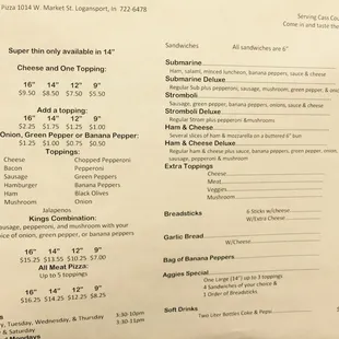 the menu