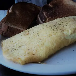 an omelet and toast