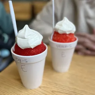 Tiger's Blood and Peach Supreme Snow Cones