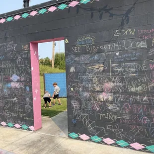 chalk writing on a wall