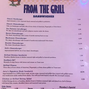 the menu