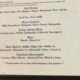 menu