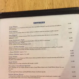 menu