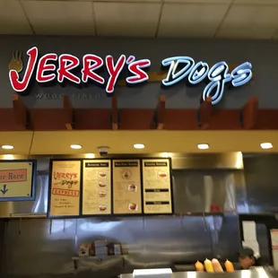 the sign above the counter