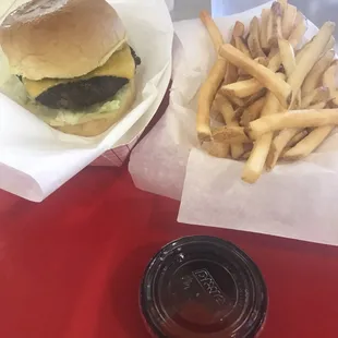 Cheeseburger and fries