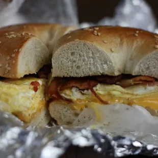 Bacon Egg &amp; Cheese on a Sesame Bagel