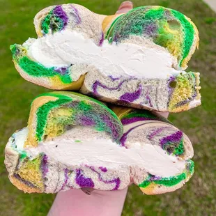 Rainbow Bagel with Cream Cheese (@paigeeatshouston on Instagram)