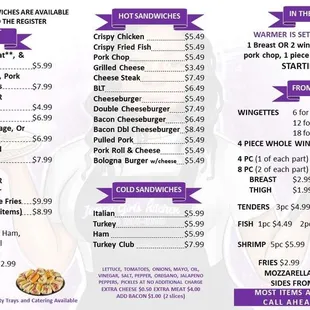 Updated menu