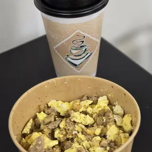 Breakfast bowls! Made your way, with meat of choice. Bacon, ham or Sausage. Mixed into eggs and hashbrowns with onion, cheese of choice!