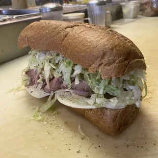 Roast beef Joe's way with mild horseradish sauce.
